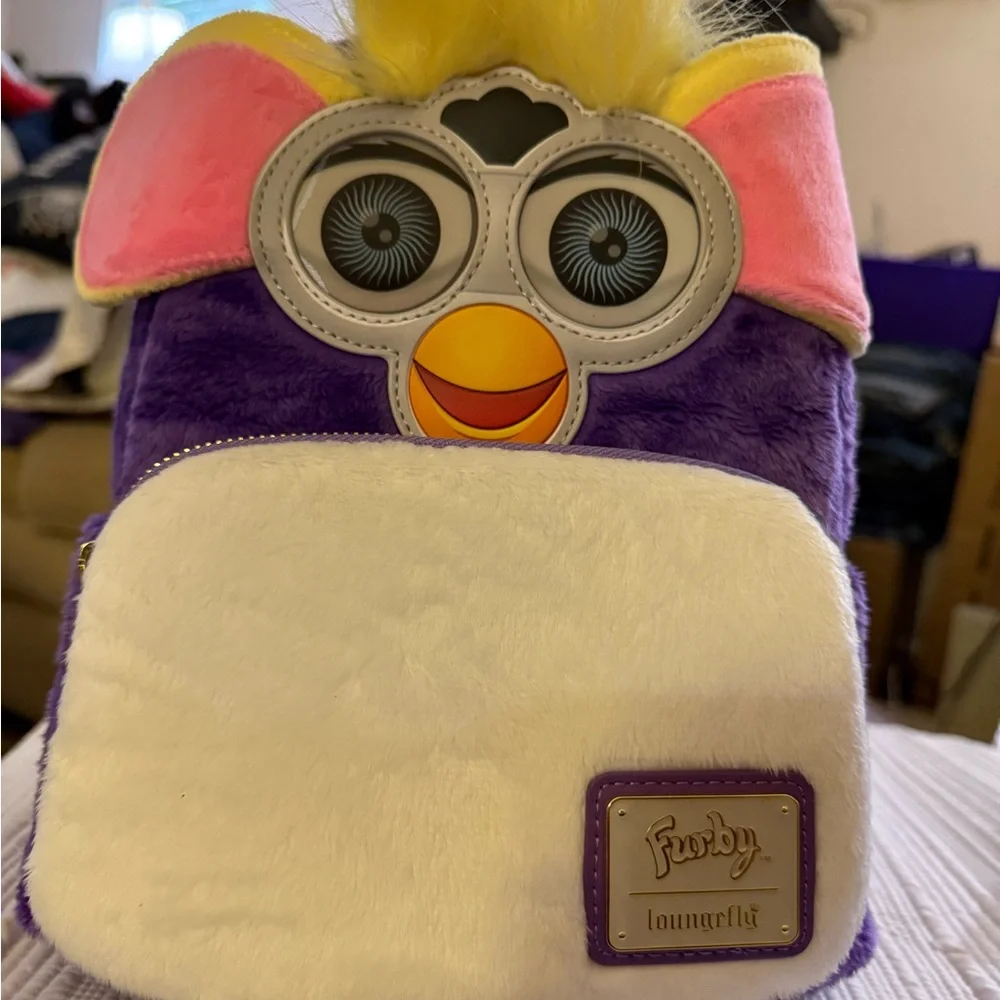 Loungefly Furby Backpack with Purple and Yellow Accents NWT - Picture 3 of 15